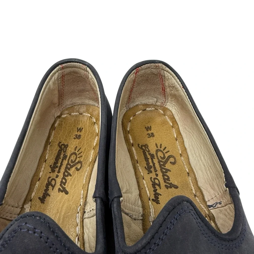 Sabah Turkish Handmade Gray‎ Suede Slip-On Shoes Loafers Women's 38